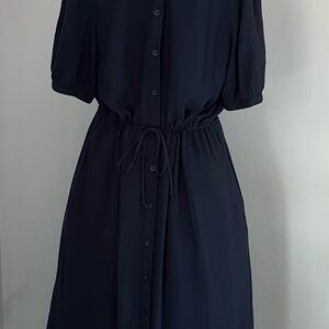 Amazon Essentials Navy Button-Down Midi Dress